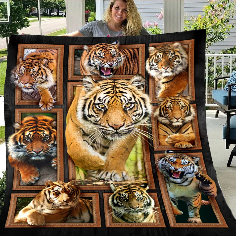 Animal Blanket Tiger Blanket Flannel Blanket Super Soft Fleece Throw Blanket for Bedroom Couch Sofa Gift TV Blankets Queen Size