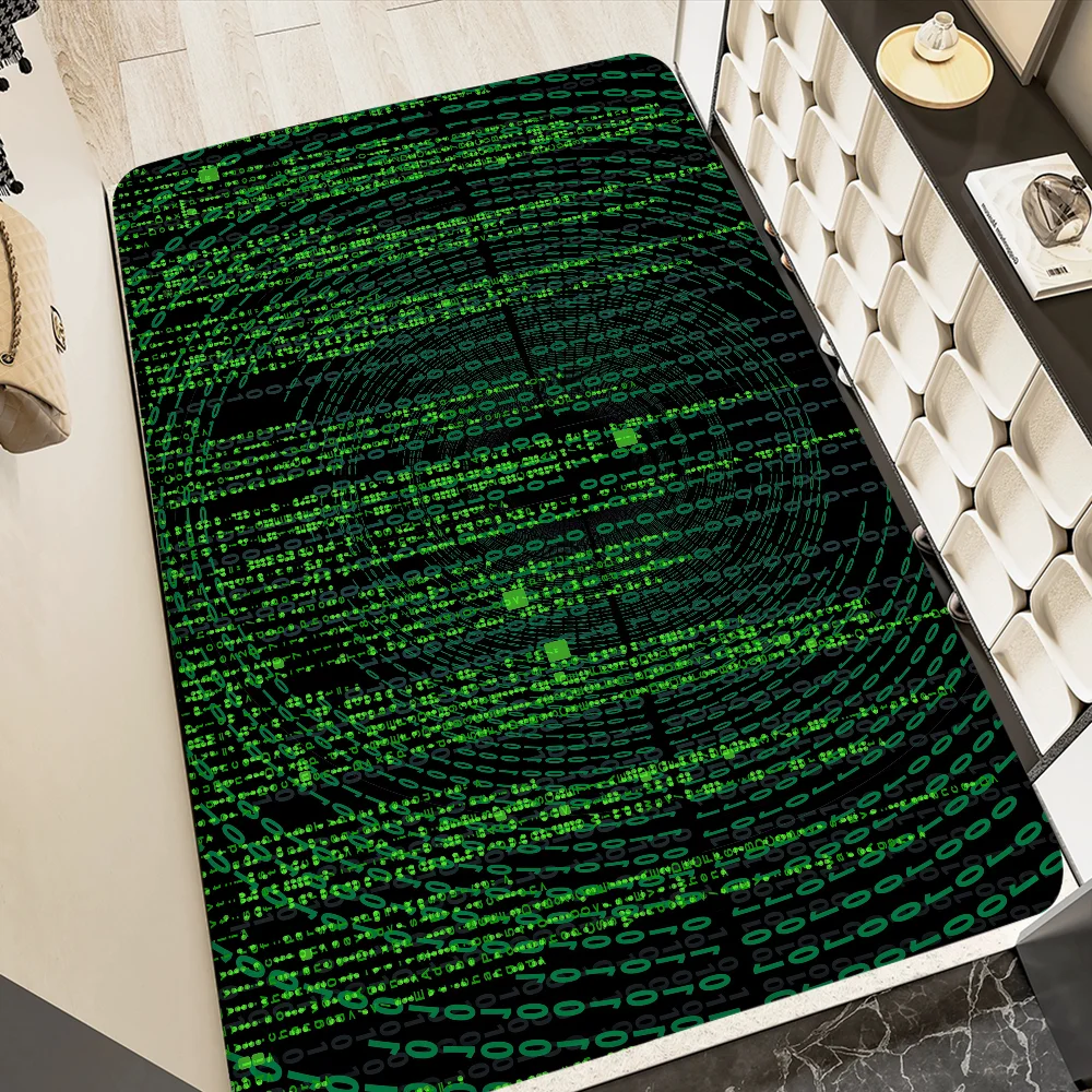 Binary Code The Matrix Program Chart Hallway Carpet Washable Non-Slip Living Room Sofa Chairs Area Mat Kitchen Doormat Area Rug 3