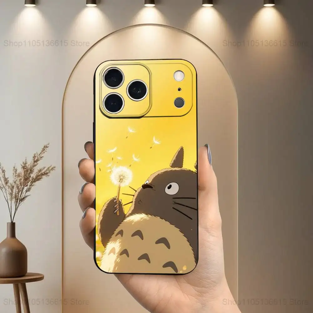 Charming Totoro Anime Soft Silicone Black Phone Case