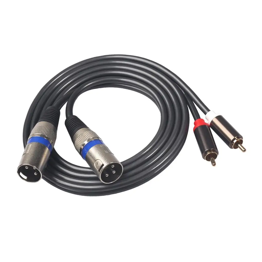 2 RCA Male to 2 XLR Male 3 Pin Cable Plug Double Cable for RCA Audio audio cable