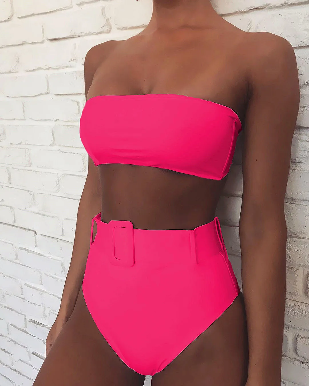 High Waist Brazilian Neon Bikini 2022 Belt Swimwear Women Bandeau Swimsuit Female Push Up Bathing Suit Summer Bathers Biquini green bikini set