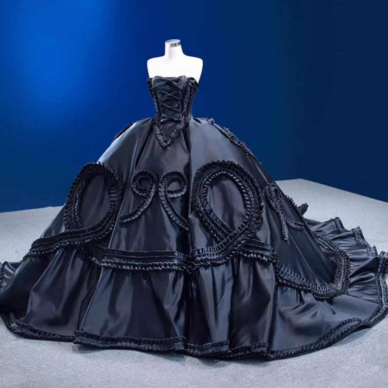 Luxury Gothic Black Quinceanera Dresses Bow Big Sweet 16 Party Pageant Dress  | eBay