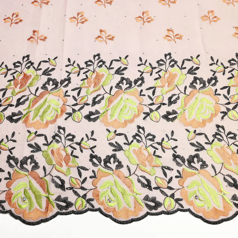 Lace Fabric African Cotton Embroidery Nigerian Swiss Voile 5Yards Sewing Women Wedding Party Dress