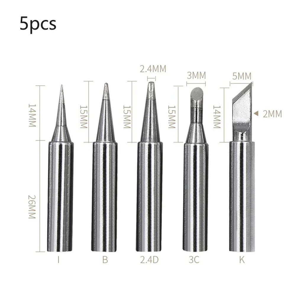 

5Pcs/Set Soldering Iron Tips Lead-free Soldering IronTip Replacement 936 Soldering Iron Tip Welding Head Soldering Tool Branding