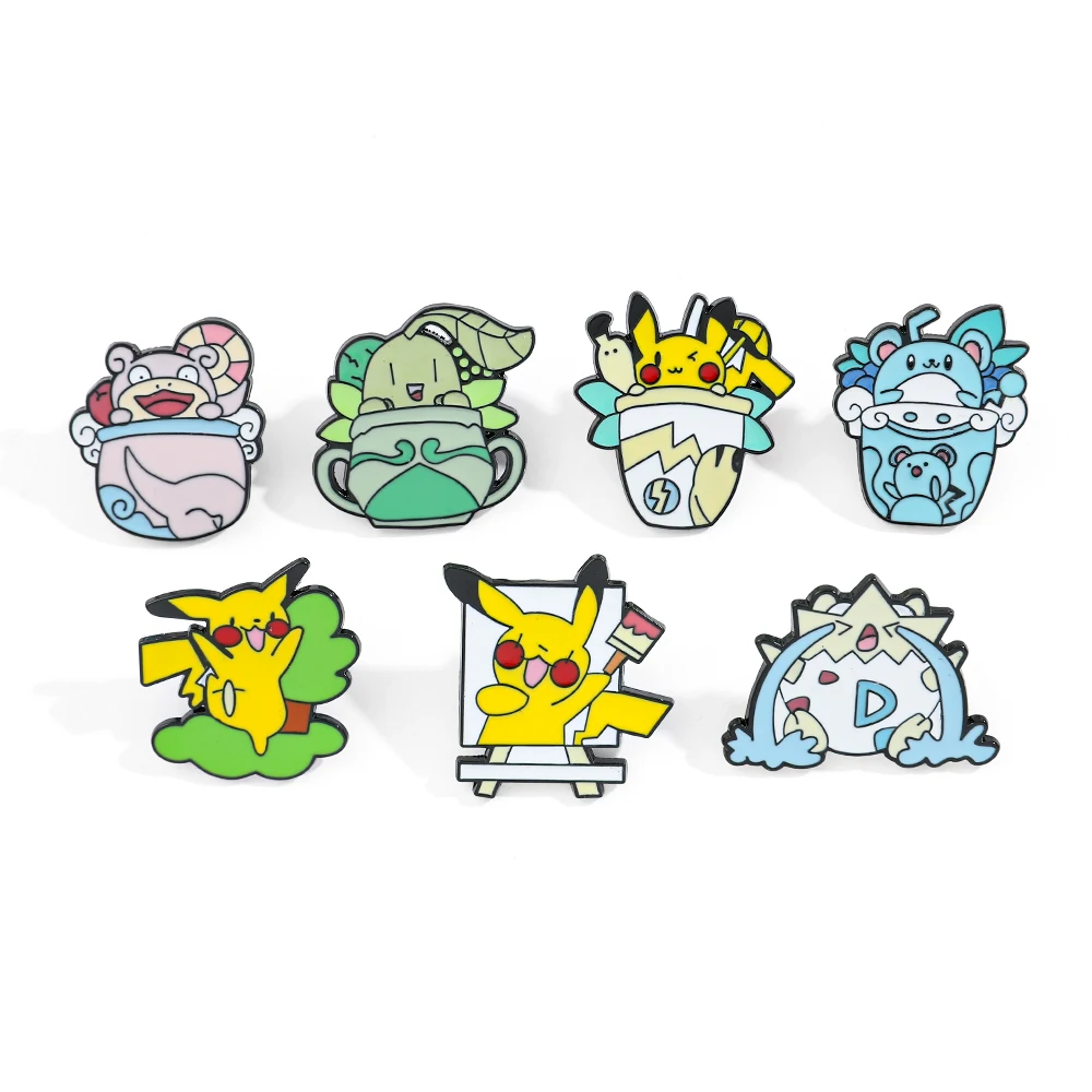 Cartoon Pikachu brooch Cute Chikorita Togepi Enamel Pin Clothes Backpack Jewelry Metal Badge Accessories gift 7 Pcs enamel pins metal brooch enamel brooch