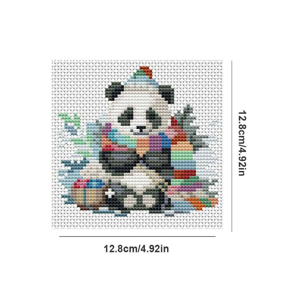 12Pcs 겨울 크로스 스티치 세트 개 동물 11Ct 인쇄 패브릭 자수 키트 늑대 바느질 장식 그림 벽 스티커