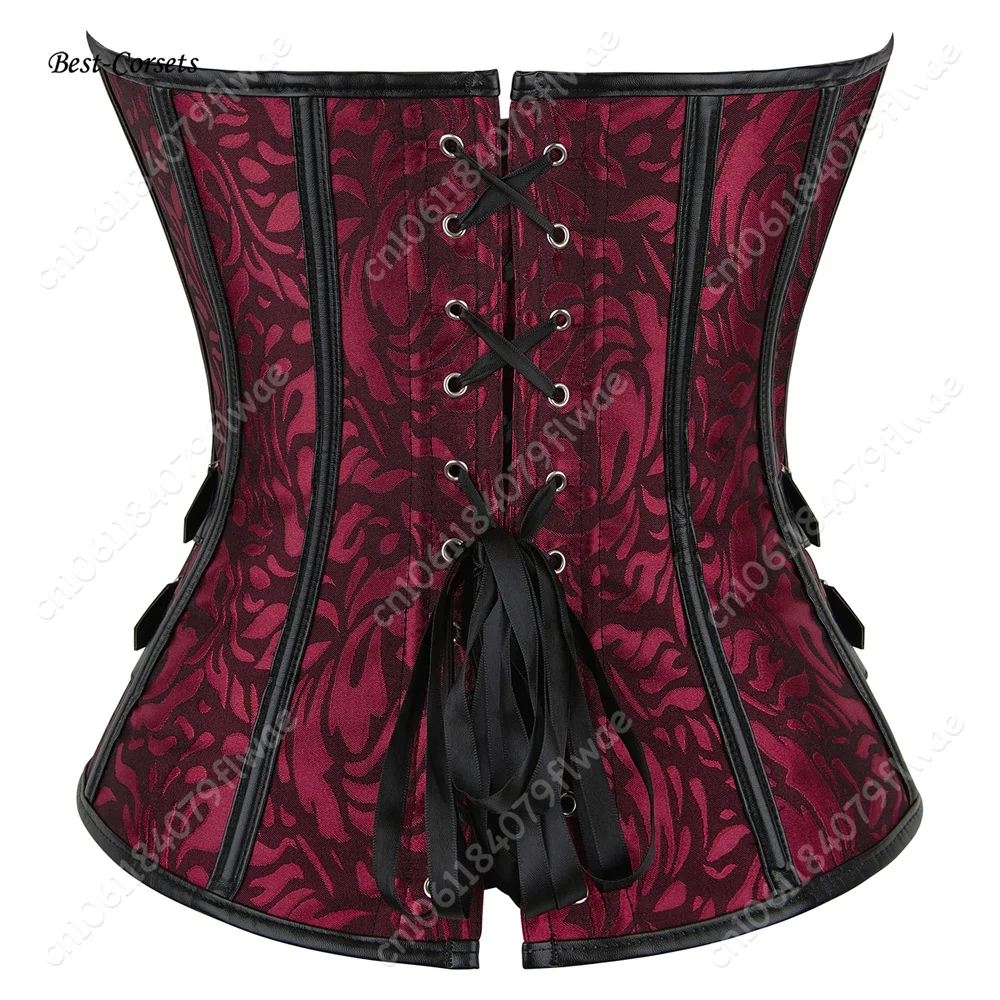 Corset for Women Bustier Faux Leather Corset Top Steampunk Gothic Corset Red