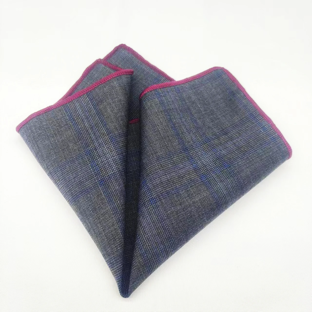23cm Luxury Grey Wool Pocket Square For Men Vintage Plaid Striped Handkerchief Soft Skinny Hanky Banquet Cravat Suit Accessories