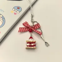1 Piece Retro Kawaii Y2K Japanese Short Phone Charm Romantic Sweet Cake Dessert Strawberry Phone Pendant Universal Phone Lanyard 2