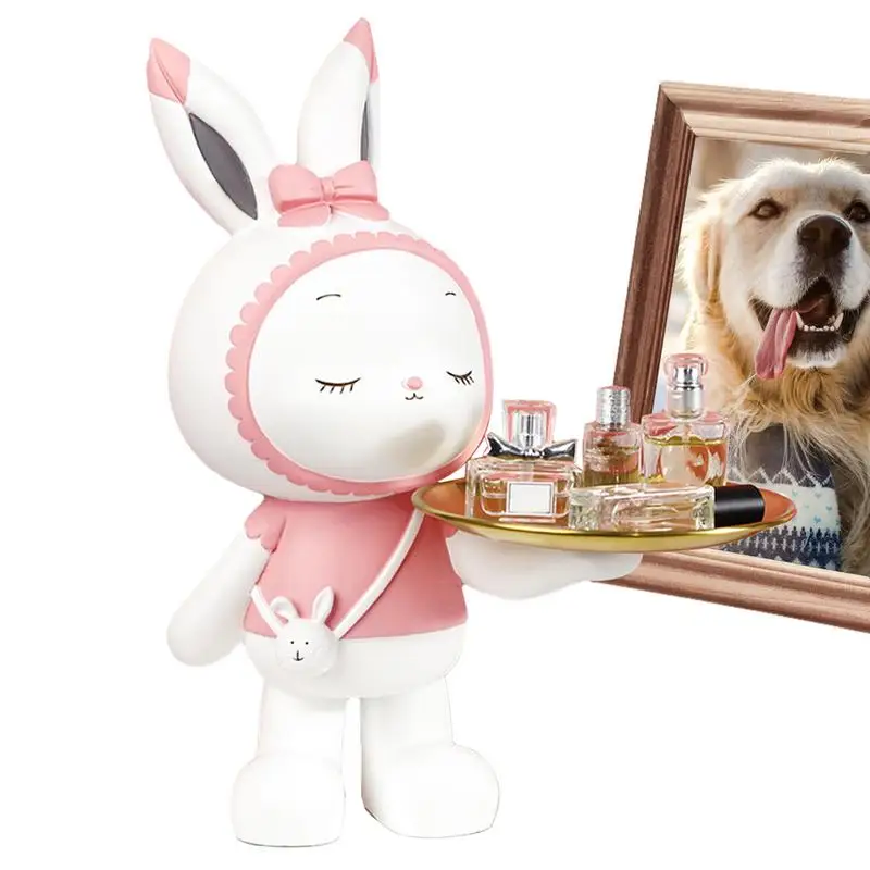 

Key Bowl For Entryway Rabbit Girl Statue Key Tray Storage Ornament Resin Key Storage Ornaments Entrance Porch Decoration