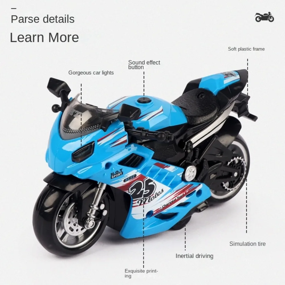 재미있는 음악 오토바이 경주 경주용 자동차 모델 스포츠카 시뮬레이션 오토바이 조명 플라스틱 미니 오토바이 음악