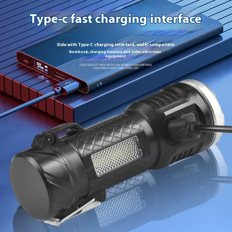 Hot Selling New Multifunctional Charging Outdoor Emergency Portable Cigarette Lighter Waterproof Mini Rechargeable Flashlight