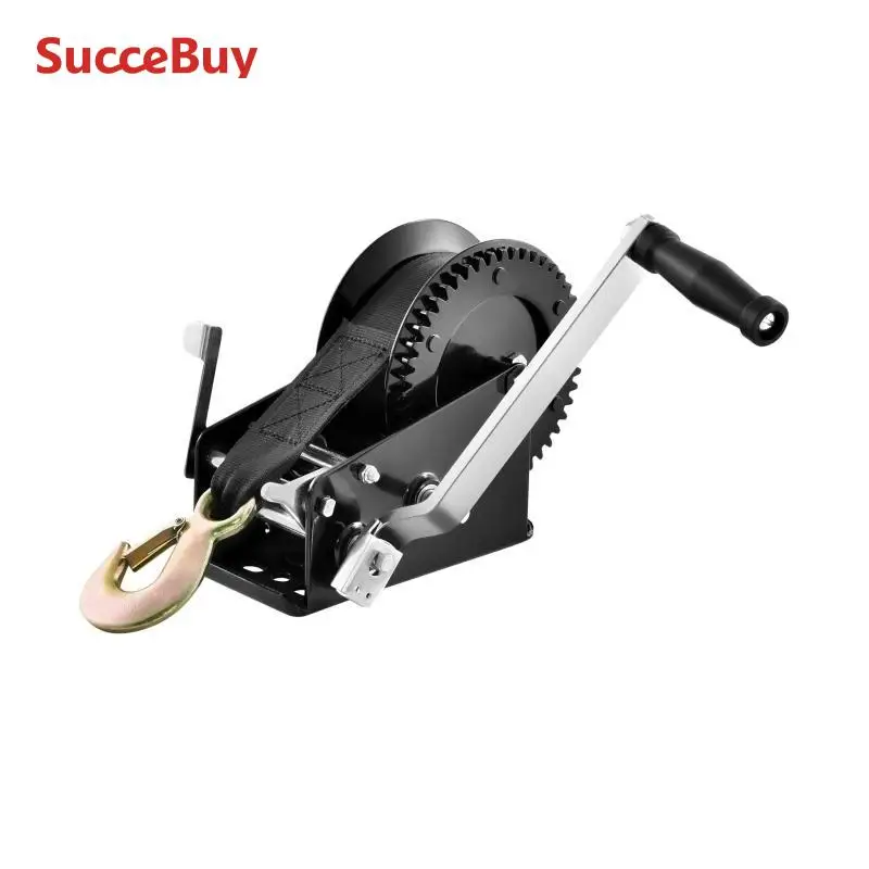 Hand Winch Boat Trailer Winch Rope Crank Polyester Strap Two-Way Ratchet Manual Operated manual winch