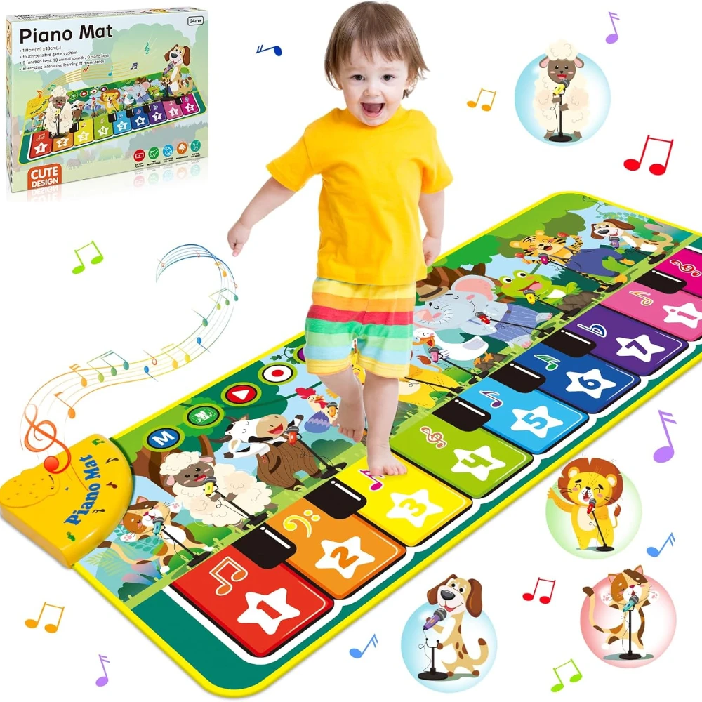 Musical Toys , Musical Piano Dance Mats for Kids with 10 Animals Sounds, Early Educational Music Dance Toys Gifts for Boy Girls