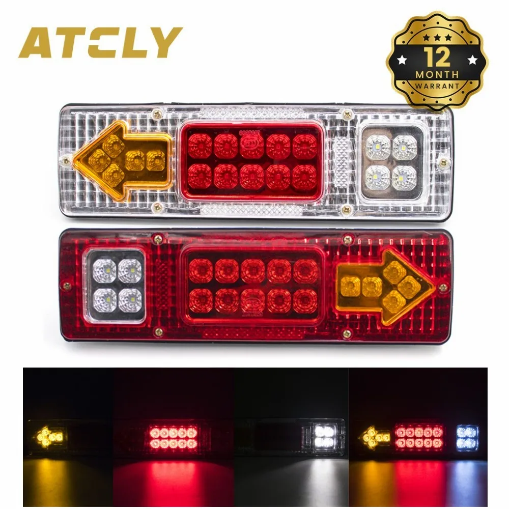 19 Led 12V Fanale Posteriore Indicatore Di Direzione Freno Posteriore Stop Reverse Running Lamp Rv Utv Truck Trailer Camper Caravan Rosso Ambra Bianco