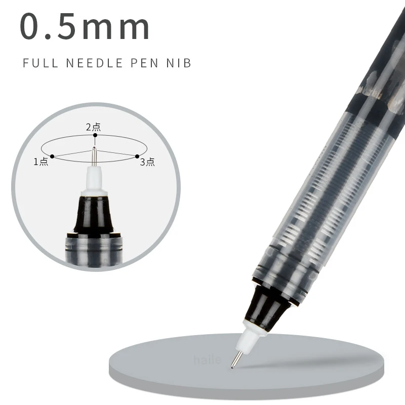 Haile-귀여운 젤 펜, 0.5mm 미세 펜촉, 대용량 잉크 스트레이트 액체 롤러 볼 젤 펜, 학교 문구 롤러 볼펜, 신상품, 8 개