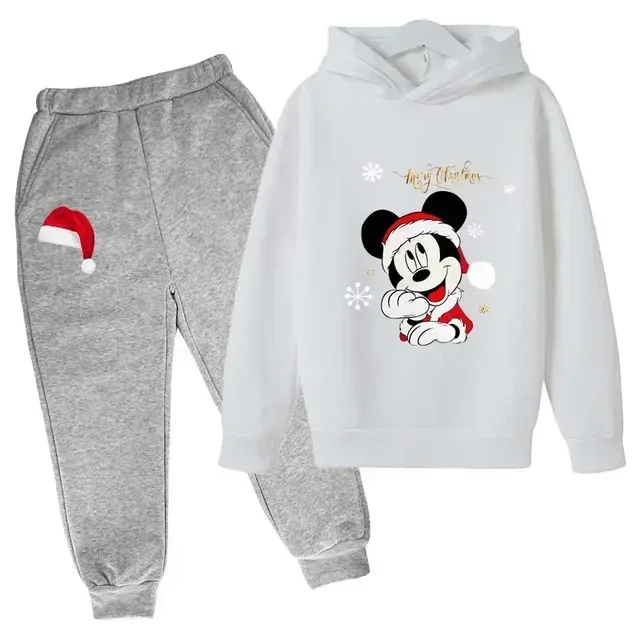 thumbnail image 1 of Conjuntos navideños para niños de Disney Mickey Mouse, ropa para niños, sudaderas con capucha y pantalones, conjunto de 2 piezas, chándales de dibujos animados para niños, ropa para niños pequeños, tr, 1 of 5