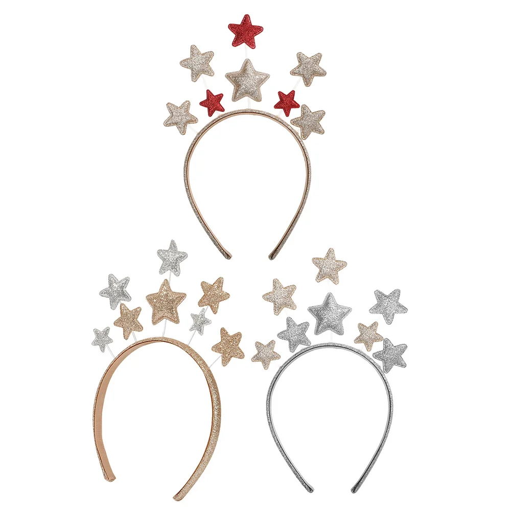 

3Pcs Five-pointed Star Head Hoops Decorative Party Hairbands Children Hair Accessories