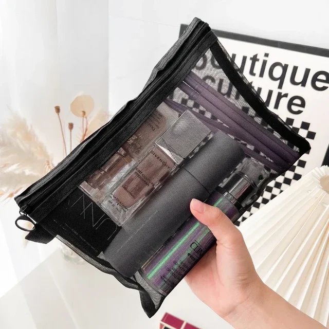 Sacs à cosmétiques transparents en maille, petit grand sac de maquillage noir, étui de rangement de toilette de voyage Portable, pochette de rangement de rouge à lèvres 1/3 pièces 3 Sacs à cosmétiques transparents en maille, petit grand sac de maquillage noir, étui de rangement de toilette de voyage Portable, pochette de rangement de rouge à lèvres 1/3 pièces 3