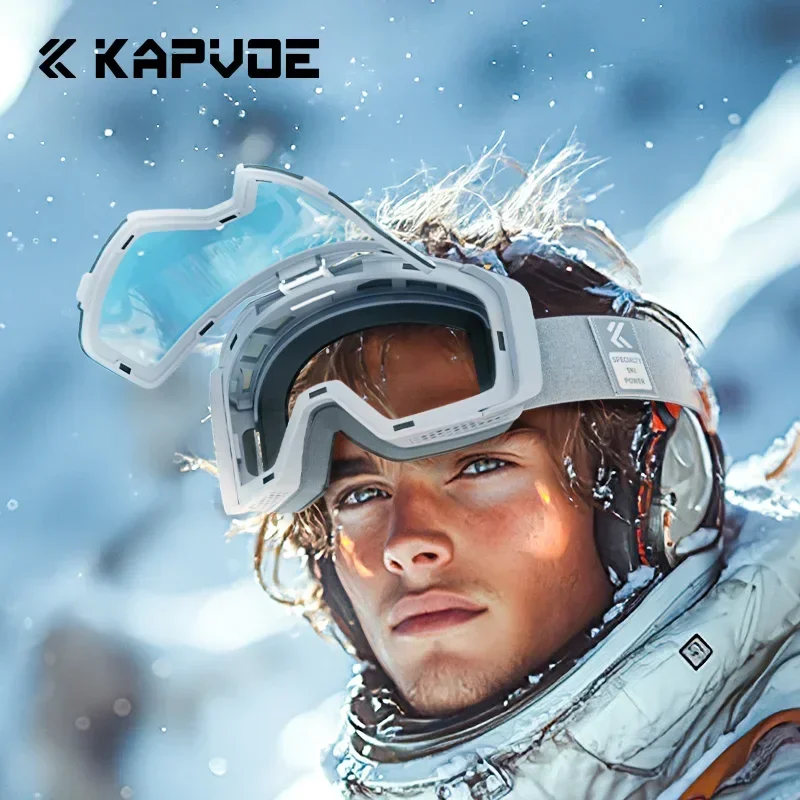 KAPVOE Photochromic Ski Glasses Men Women Sports Snow Mountain Double Anti-Fog Glasses Winter Outdoor Snowboarding Snow Skiing 2