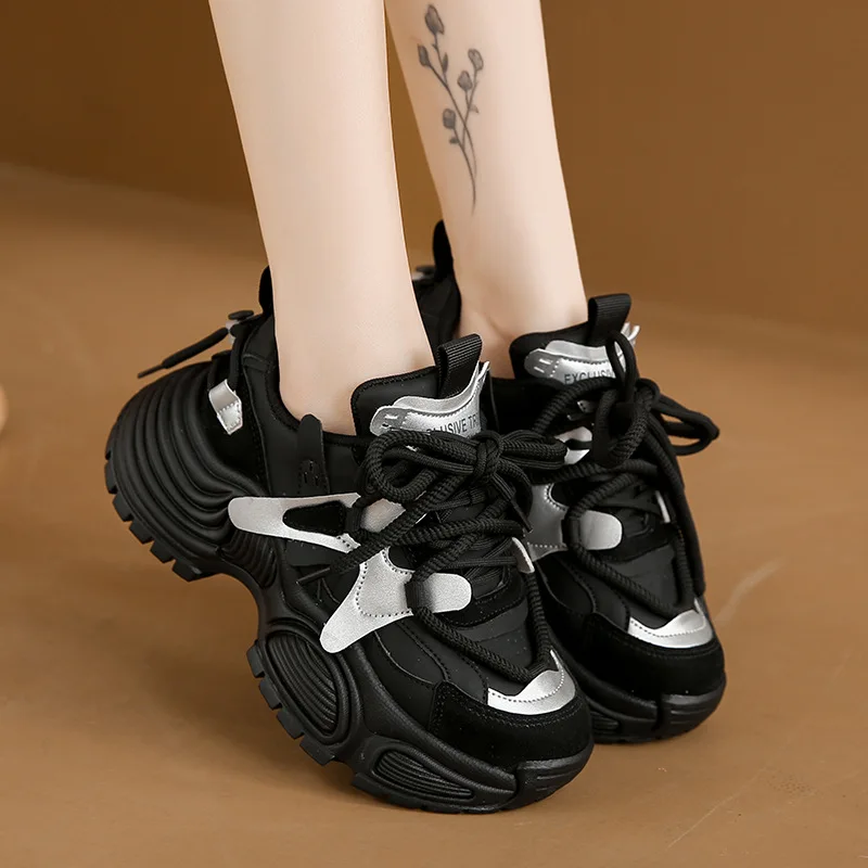 

Autumn Winter Platform Women Shoes Fashion Chunky Sneakers Lady Fashion Soft Leather Sport Dad Shoes Fitness Footwear Zapatillas