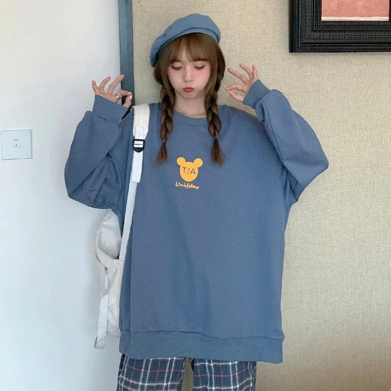 Women's Sweater Spring Autumn New Bear Harajuku Pullover Loose Sweatshirt Top