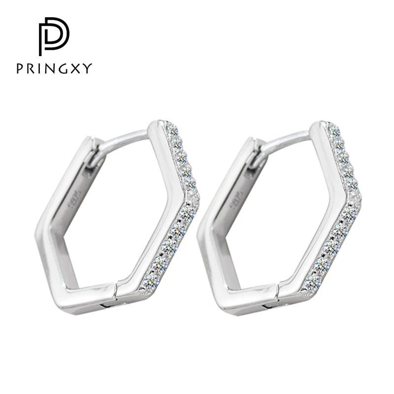

PRINGXY Moissanite Loop Earrings for Women 925 Sterling Sliver D Color VVS1 Lab Grown Diamond Ear Studs Dinner Fine Jewelry Gift