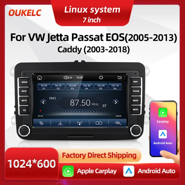เครื่องเล่นมัลติมีเดีย Carplay สำหรับรถยนต์ VW Volkswagen Passat EOS Caddy Jetta รองรับ Android Auto วิทยุ มัลติมีเดีย หน้าจอ BT Car Play ระบบ Linux 1