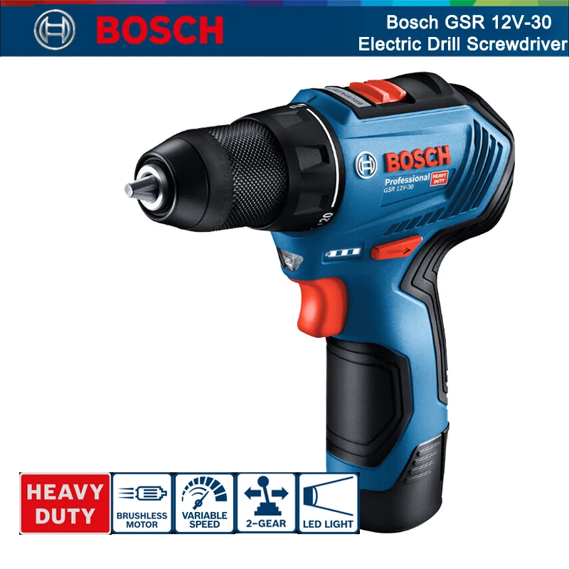 Bosch Gsr 12V-30 Trapano Elettrico Professionale Heavy Duty Cordless 12V Driver Cacciavite Elettrico Multifunzionale Per Uso Domestico
