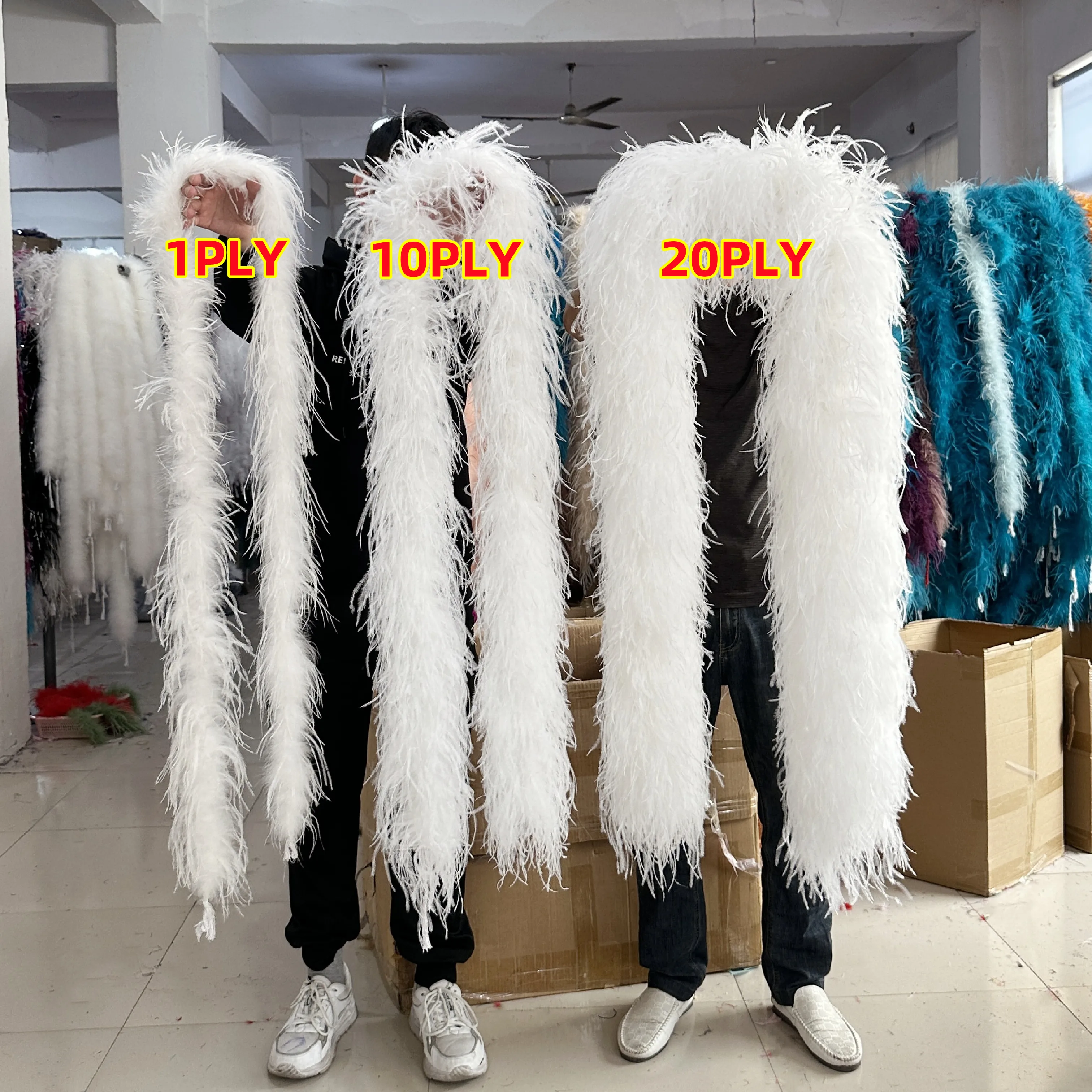 1/3/6/10/20ply Customized Natural Ostrich Feathers Trim Boa for Craft Wedding Party Festival Clothing Decoration Plumes Shawl 2M