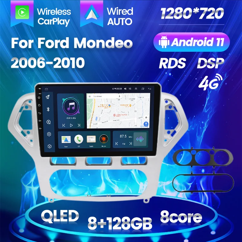 

Car Audio Radio GPS For Ford Mondeo 4 2006 - 2010 Android Auto Touch Screen QLED Stereo Navigation Multimedia DSP 8-Core No Dvd