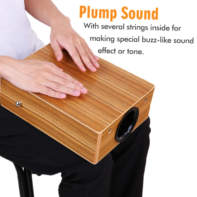 Portable Traveling Wood Cajon Box Drum Flat Hand Drum Wooded Percussion Instrument with Strap Carry Bag Cajon