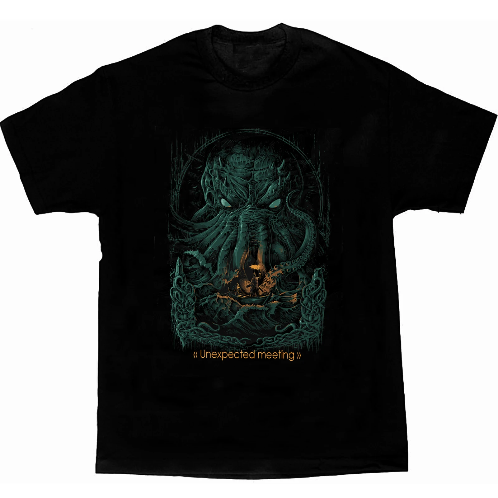 

"unexpected Meet" Norse Mythology Vi king Meets The Cthulhu T-Shirt New 100% Cotton Short Sleeve Casual Mens T-shirt Streetwear