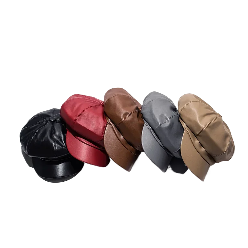 Oohmy PU Leather Newsboy Caps for Women, Cabbie Painter Hat, Gatsby Ivy Beret, Girls, Ladies Cap, Vintage, Classic, 8 Panels