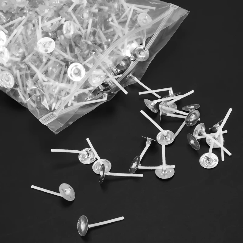 1000Pcs/Lot 1 Inch White + Silver Candle Wicks Low Smoke Candle Wick With Metal Tabs Tea Light Wicks For Making