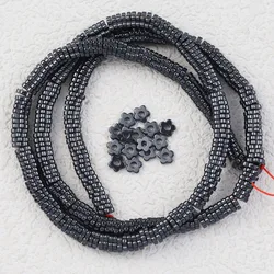 Gold - Plated Hematite Plum Blossom Beads - 4x1MM 385pcs (Natural Black)