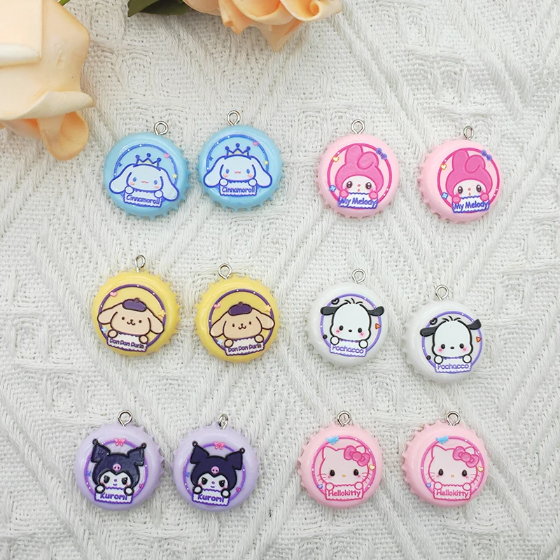 10PCS Cartoon Resin Animal Pendant Cute Bottle Cap Pendant DIY Make Keychain Earrings Necklace Jewelry Charm Accessories