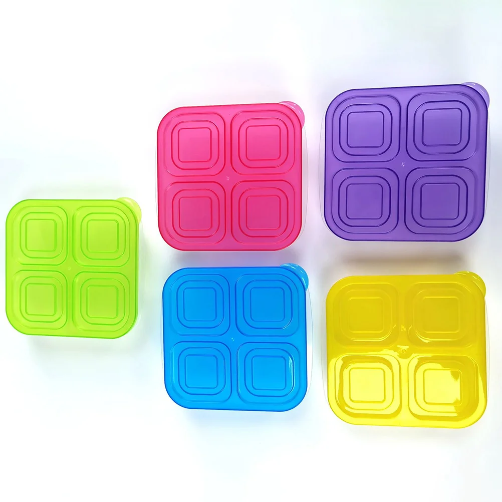 

4 Pcs 4-compartment Bento Snack Box Lunch (random Color) 4pcs Food Container Case Plastic Containers Convenient Boxes Pp