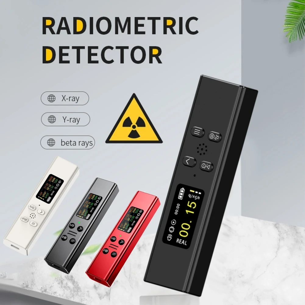 

Geiger Counter Radiation Dosimeter Triple Alarm X-ray Beta Gamma Radioactive Tester Rechargeable 0.96 Inch TFT Display