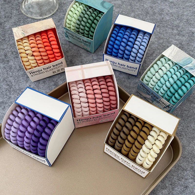 Article 6 Boxes Of The Gradient Line Hair Bands Rope Discus Frosted Hair Rope Fashion Elastic Female Head Horsetail Headdress