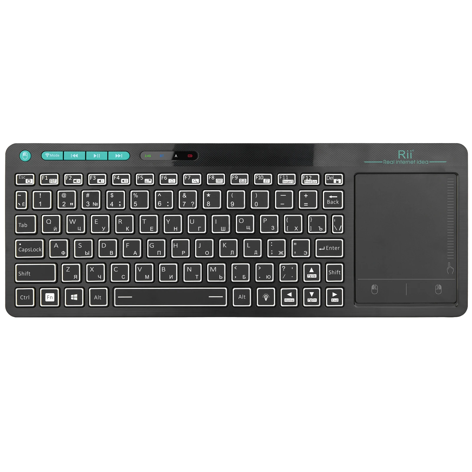 Rii K18s bt e 2.4ghz ru Mini Teclado sem Fio Backlight Touchpad Mouse de ar para Caixa Andorid Smart tv Windows - Imagem 3
