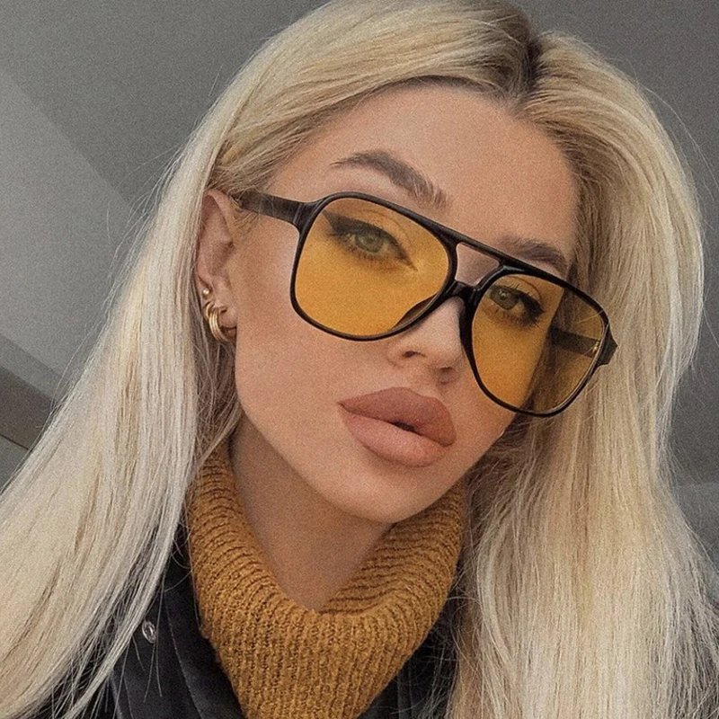 Oversized Sunglasses For Women Vintage Style Designer Frame Brown_voghion.com