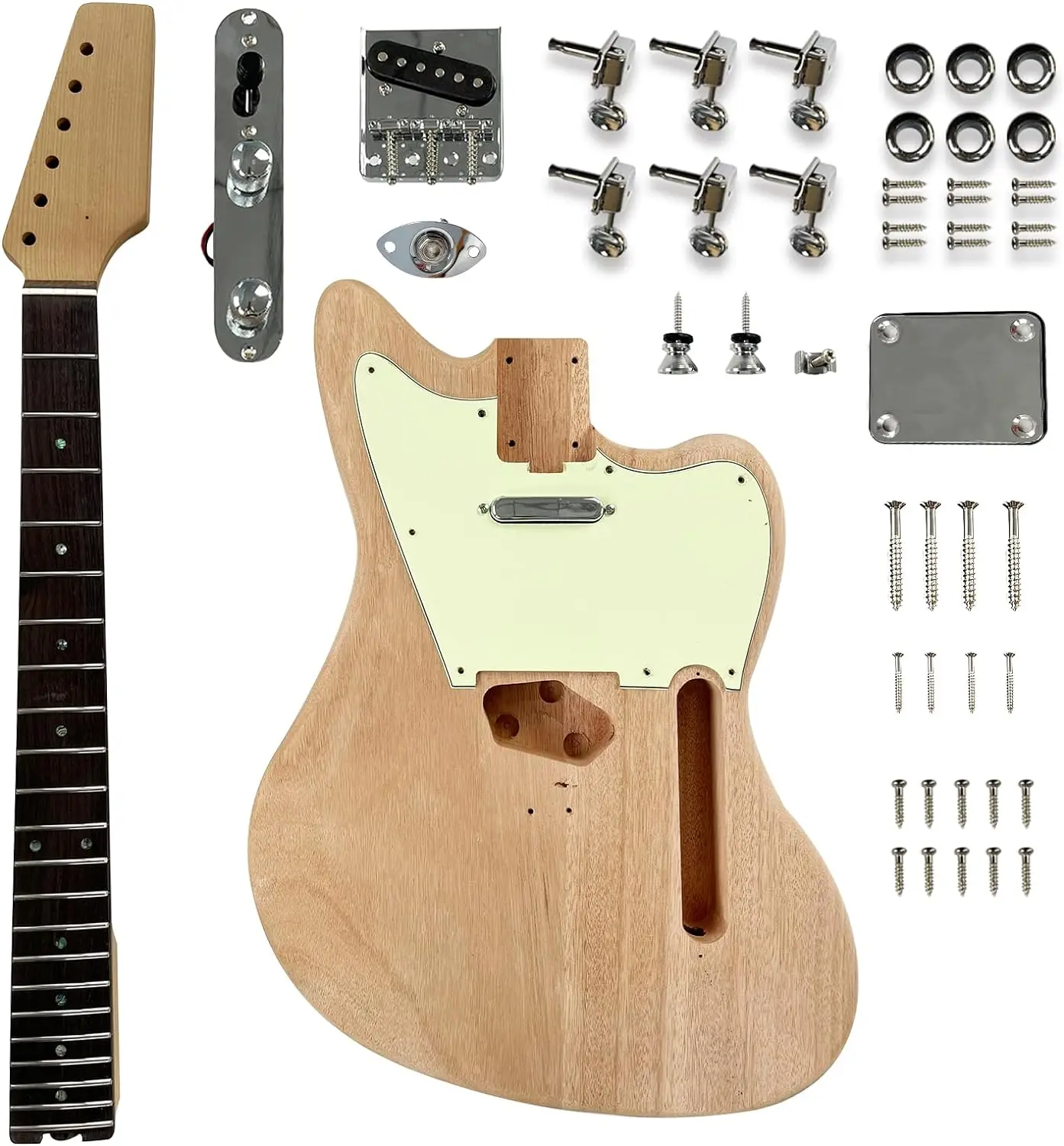 Censtar DIY Electric Guitar Kit Mahogany Body and Neck Rosewood Fretboard Unfinished Uncut DIY Guitar Kit Build Your