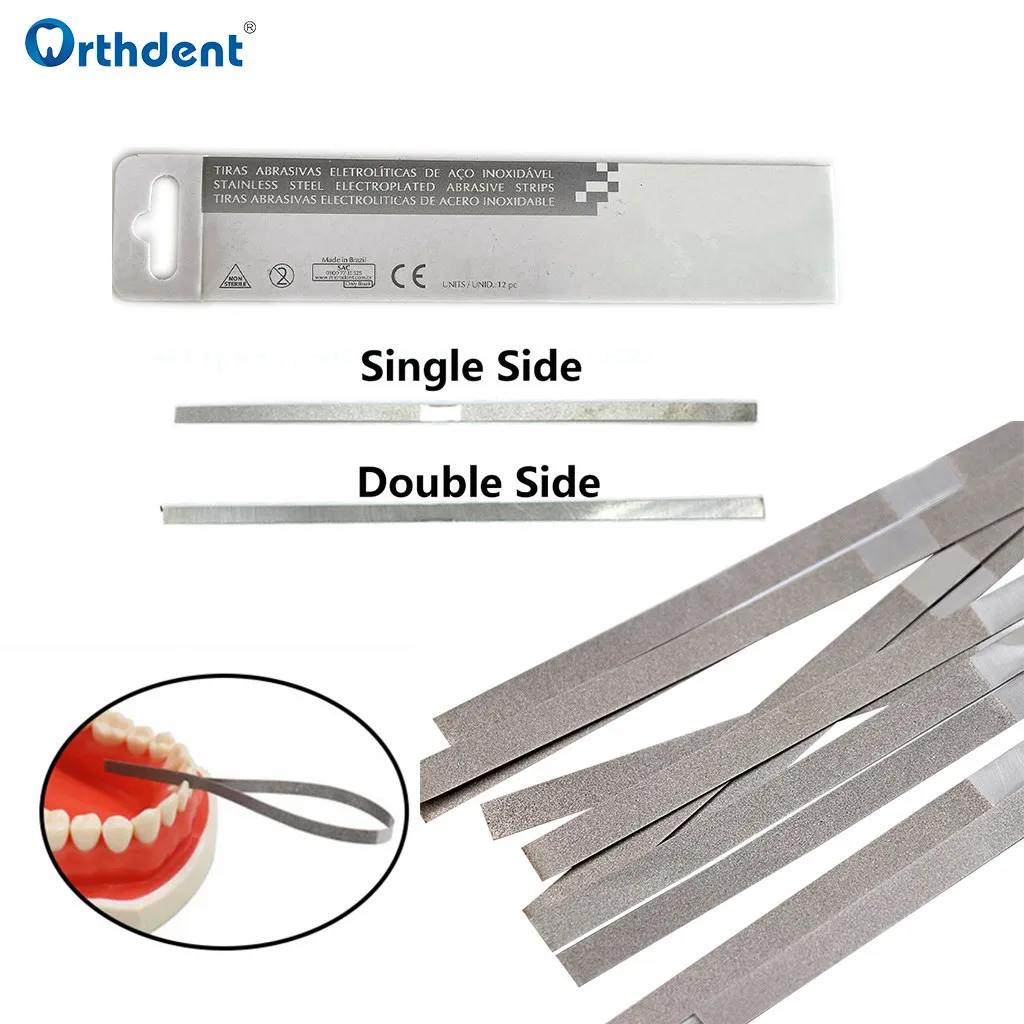 12PcsSetDentalMetalPolishingStickStripsAluminaPlatedSandingSurfaceSingleDoubleSide