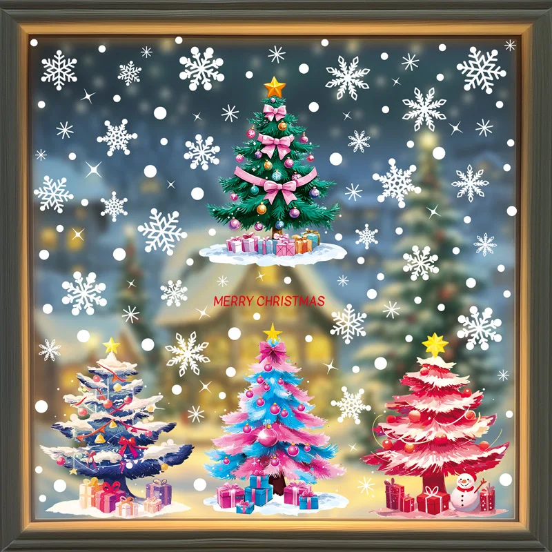 4 Sheets 20x30cm Christmas Window Stickers Set Santa Snowman Static Cling PVC Decals for Glass & Wall Decor (2026 Collection)