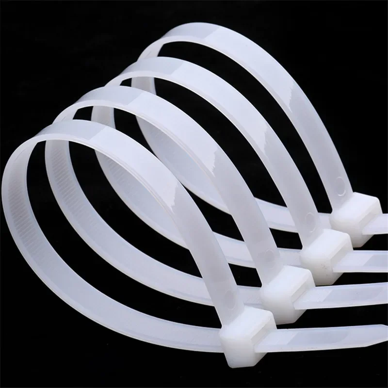100 PCS Cable Ties Self-locking Plastic Nylon Tie Black and White Cable Zip Wraps Strap 3*200 cable ties