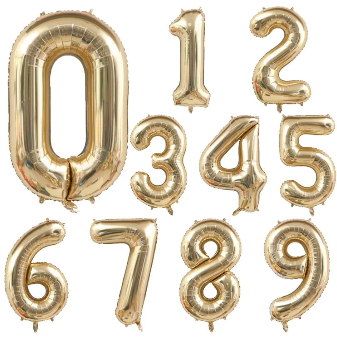 40-Zoll-Champagner-Gold-Zahlenballon für Erwachsene, Jungen, Mädchen, alles Gute zum Geburtstag, Partydekorationen, 1. Kinder, große 1–9 Folien-Helium-Globos