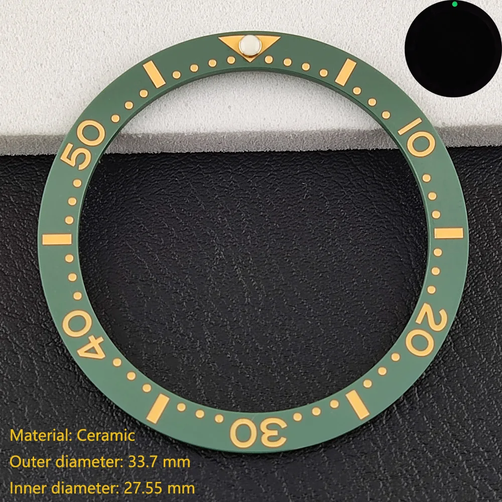 Premium Flat Ceramic Bezel Insert - 33.7mm x 27.5mm - Watch Replacement Accessory