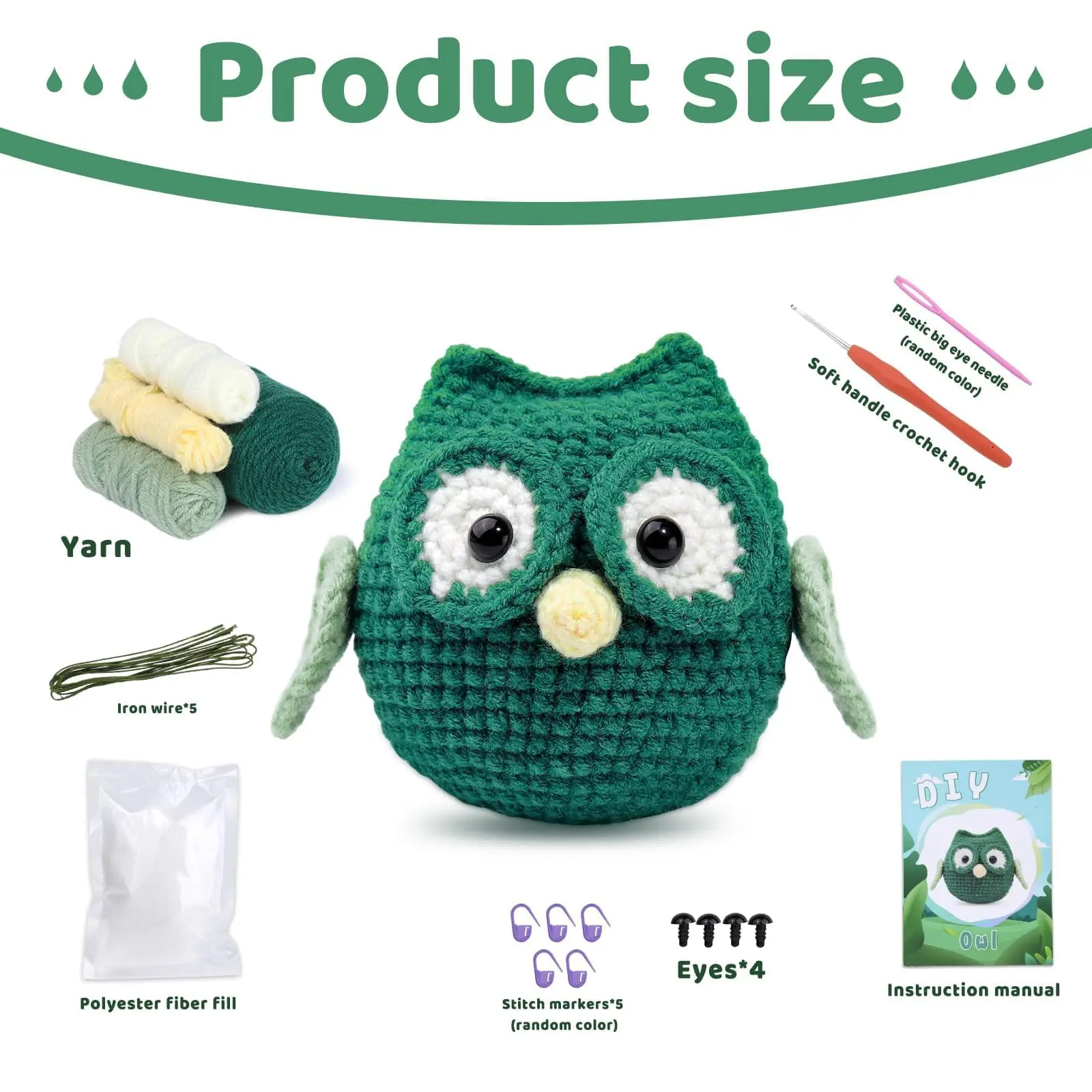 Crochet Kit Crochet Hooks Set for Beginners Fenrry Owl DIY Craft Art Gift Step-by-Step Video Instructions