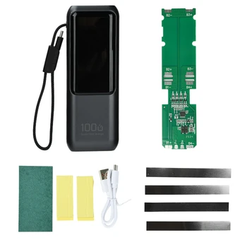 Kit Fai-da-Te per Power Bank a Ricarica Rapida 100W con Display Digitale, Caricabatterie Portatile PD 100W per 4 Batterie 21700, Cavo Integrato